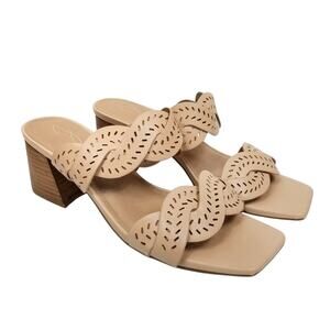 Joie Society Women's Square Toe Block Heel Sandals Tan Size 9.5